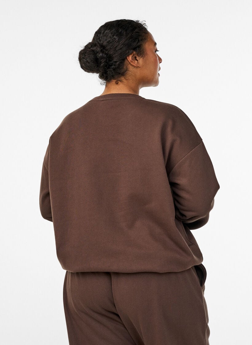 Sweatshirt med motiv, Brun, Model image number 2