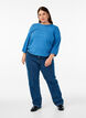 Blus med struktur och 3/4-&auml;rmar, Bl&aring;, Model image number 1
