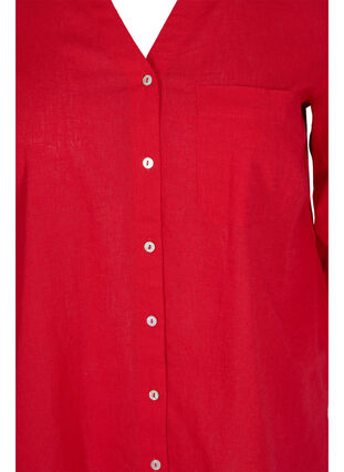 Blus med 3/4-ärmar och knappar, Chinese Red, Packshot image number 2