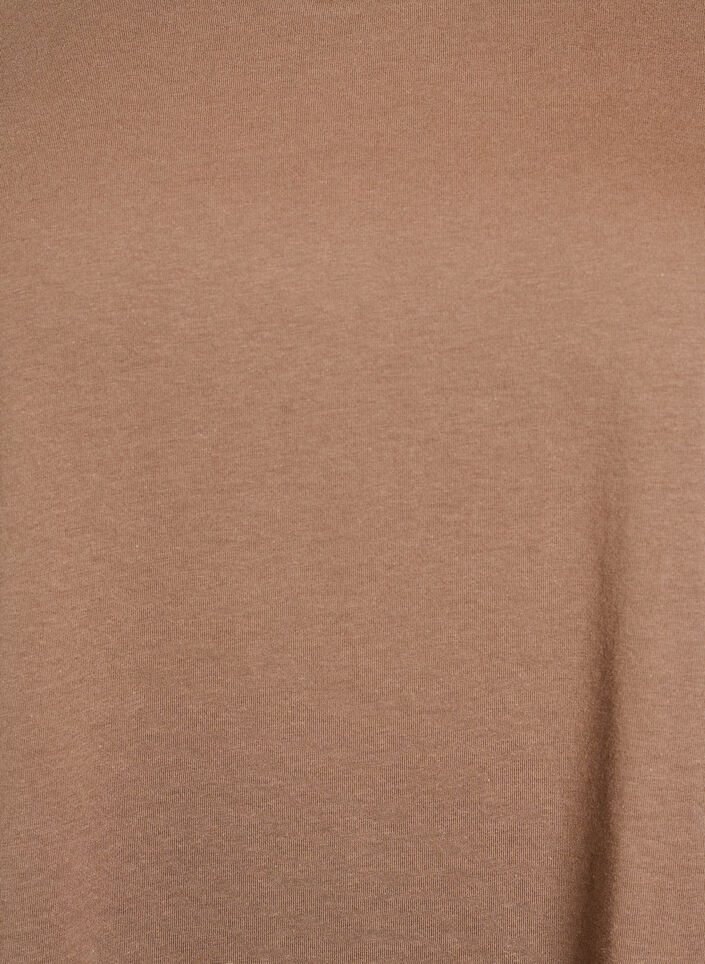 Kort&auml;rmad t-shirt i bomullsmix, Brun, Packshot image number 2