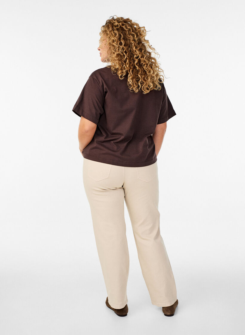 Gemma jeans med hög midja, Beige, Model image number 1