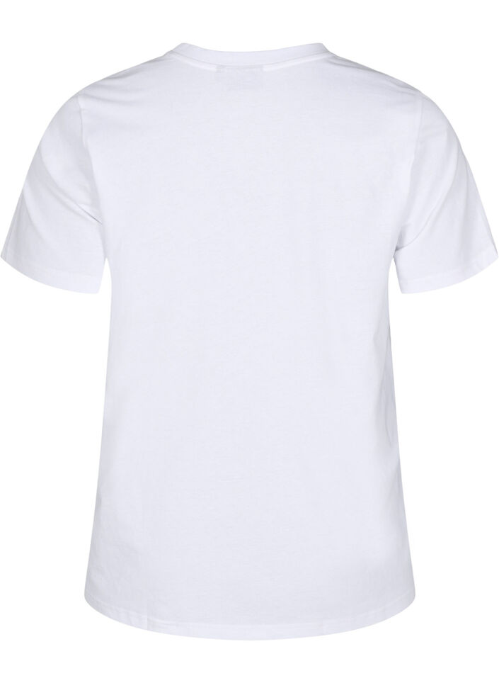 T-shirt i bomull med broderidetalje, Vit, Packshot image number 1