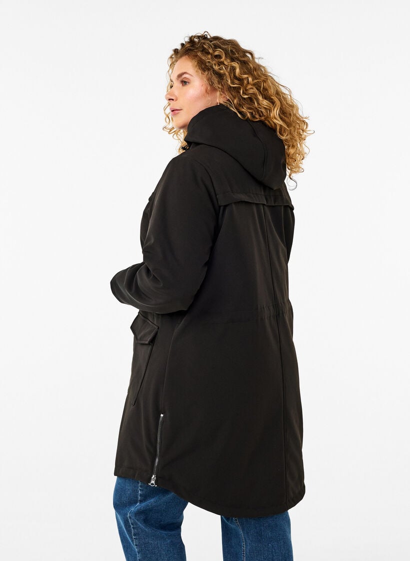Vattenavvisande softshelljacka med quiltat foder, Svart, Model image number 2