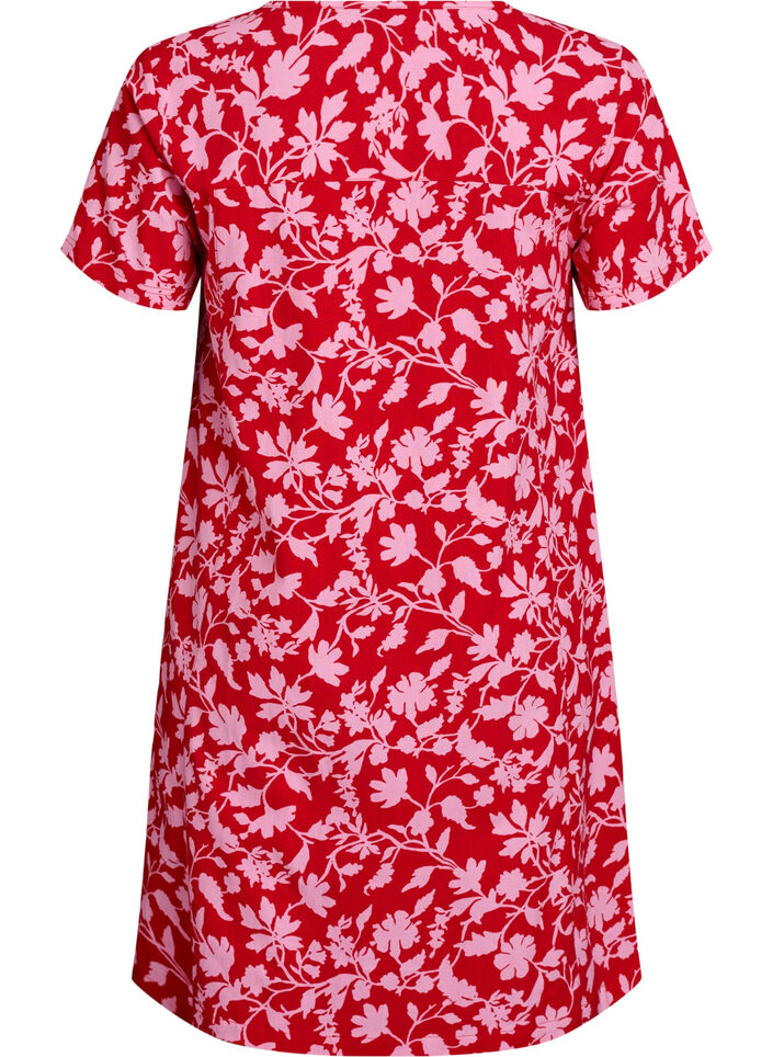 Kort a-linjeformad kl&auml;nning med blomm&ouml;nster, R&ouml;d, Packshot image number 1