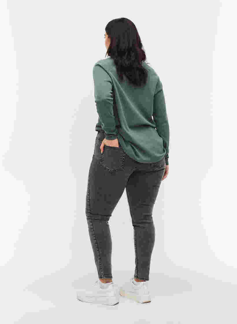 Super slim Amy jeans med hög midja, Grey Denim, Model image number 1