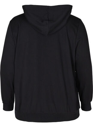 Sweatshirt med tryck och huva, Black, Packshot image number 1