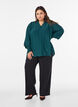Blus med volangkrage och rynkning, Gr&ouml;n, Model image number 1