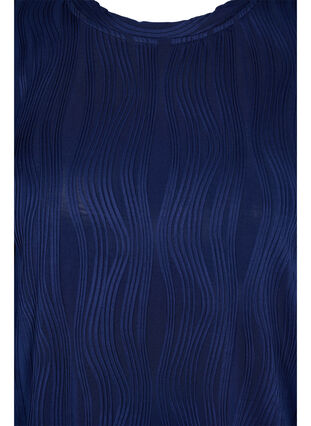 Blus med struktur och långa ärmar, Maritime Blue, Packshot image number 2