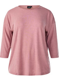 Jerseyblus med 3/4-&auml;rm, Rosa