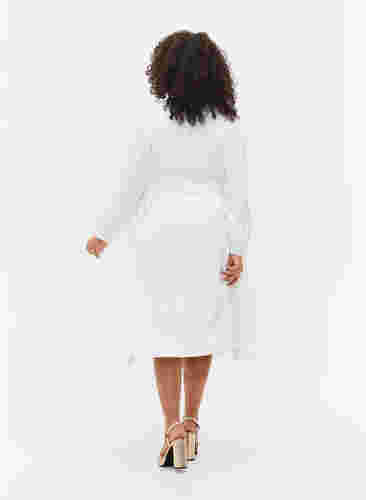 Omlottklänning med långa ärmar, Bright White, Model image number 1