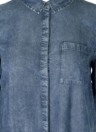 Lång skjorta i tencel, Dark blue denim, Packshot image number 2