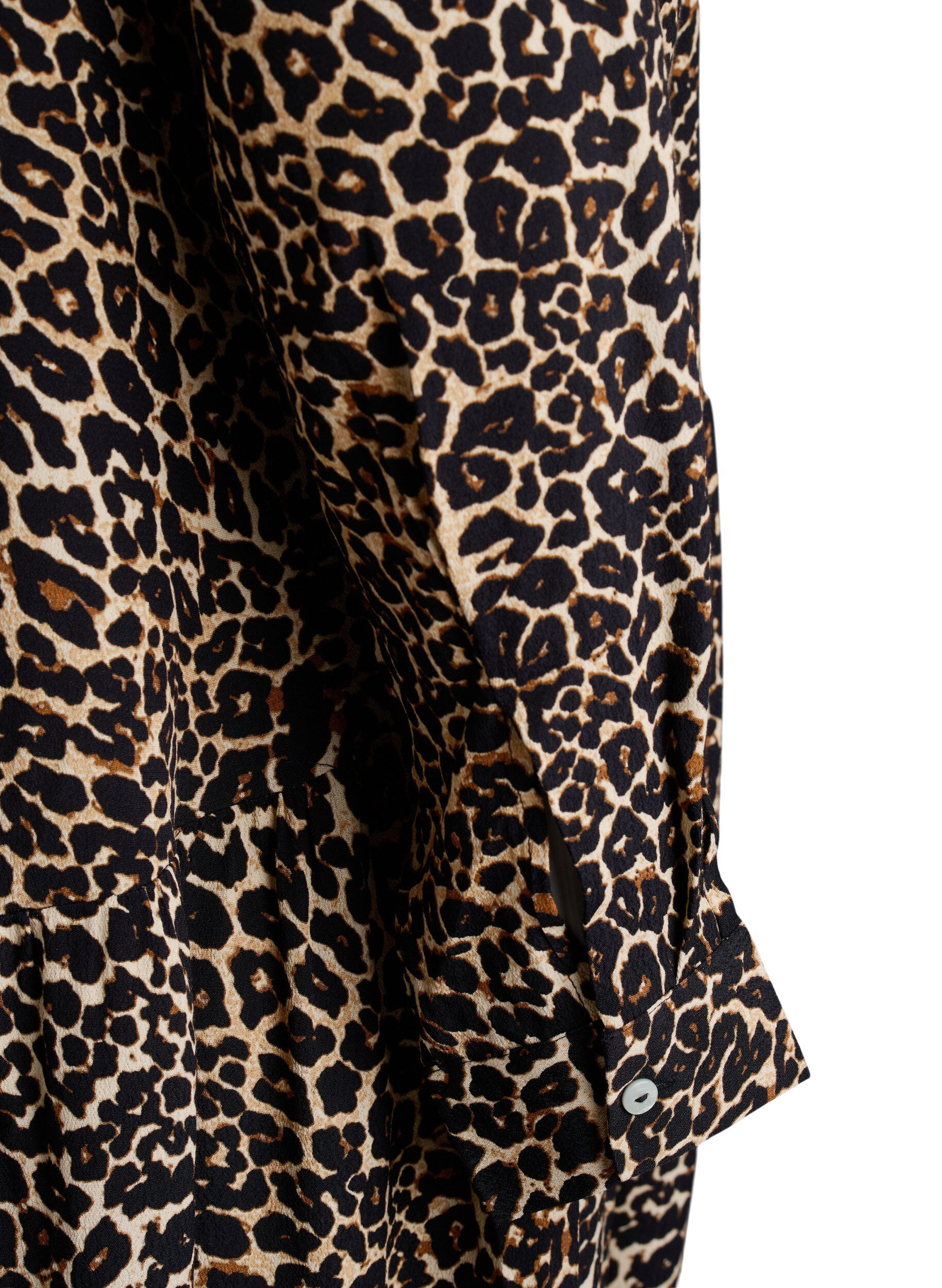 Zizzi Midikl&auml;nning i viskos med tryck och l&aring;ng &auml;rm, Brun, Packshot image number 3