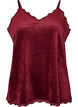 Topp i velour med spetskant, R&ouml;d, Packshot image number 0