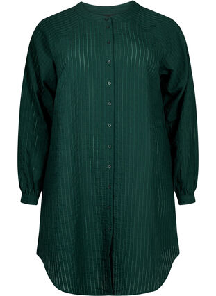 Lång skjorta i viskos med randigt mönster, Scarab, Packshot image number 0