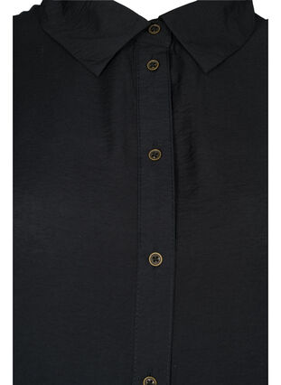 Skjortklänning i viskos med volangkant, Black, Packshot image number 2