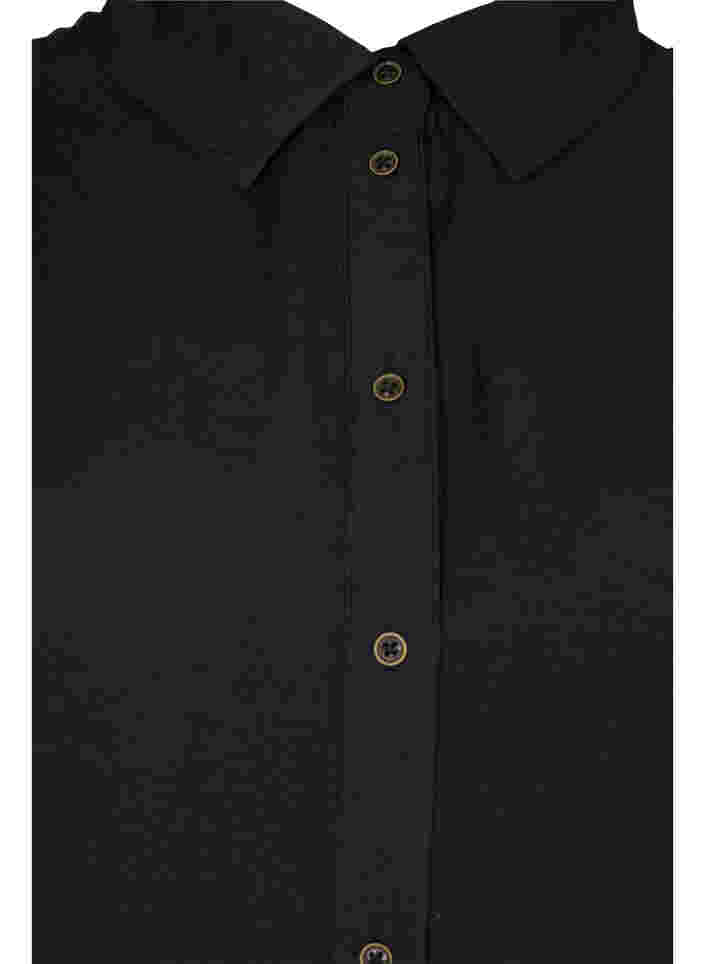 Skjortklänning i viskos med volangkant, Black, Packshot image number 2