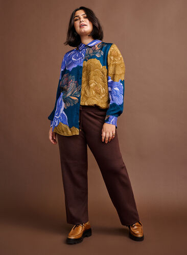 Långärmad viskosskjorta med blommigt mönster, Reflecting Pond AOP, Image image number 0