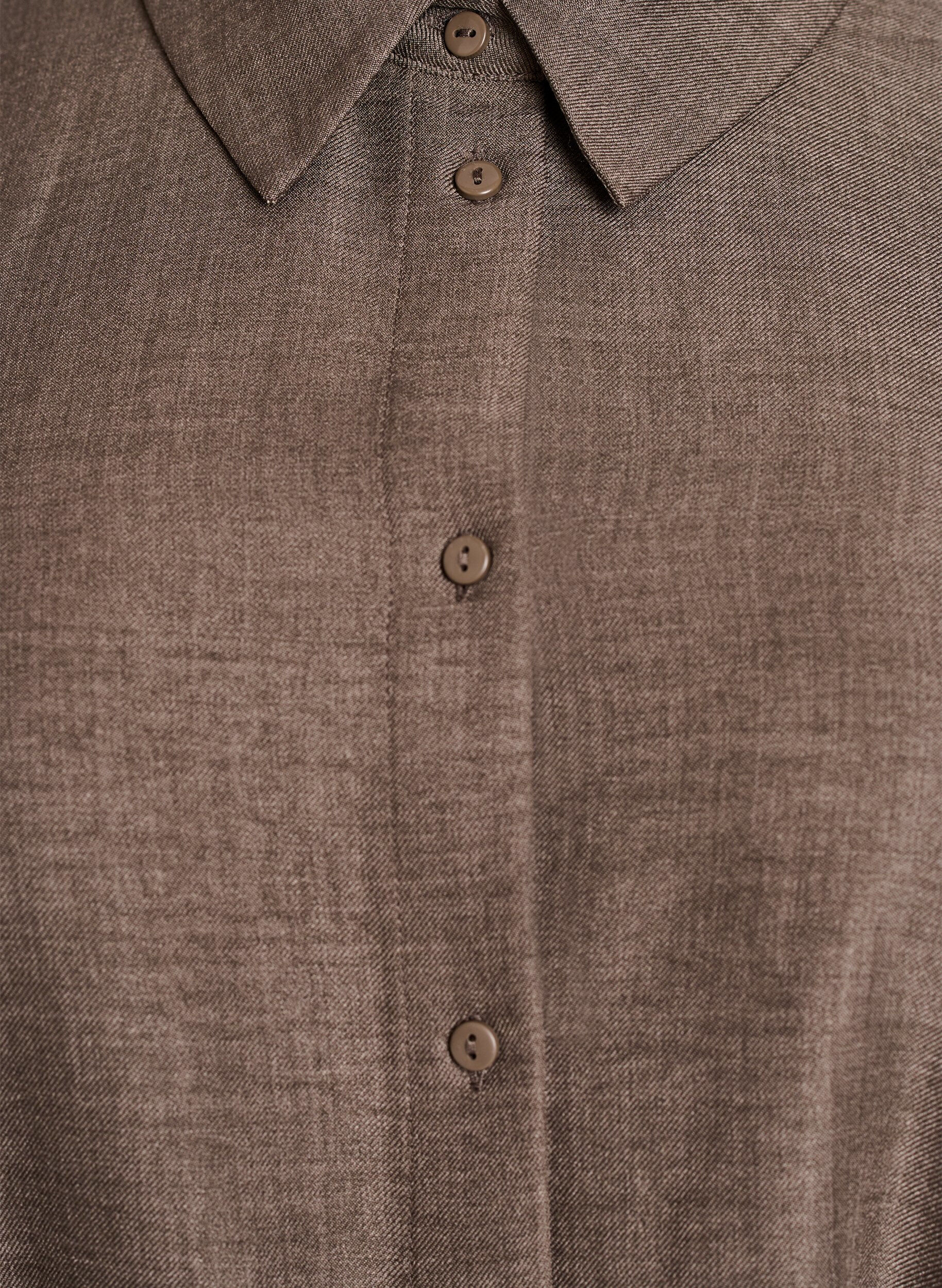 Zizzi Kn&auml;l&aring;ng skjortkl&auml;nning med knytsk&auml;rp, Brun, Packshot image number 2