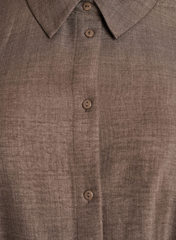Knälång skjortklänning med knytskärp, Brun, Packshot image number 2