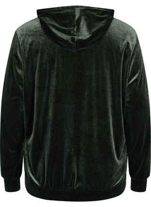 Sweatshirt i velour med huva och ficka, Forest Night, Packshot image number 1