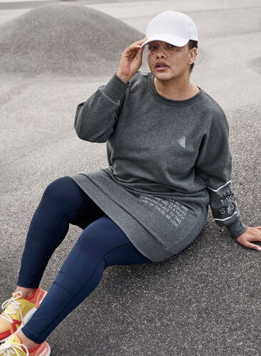 Långärmad sweatshirtklänning med text, Dark Grey Melange, Image image number 0