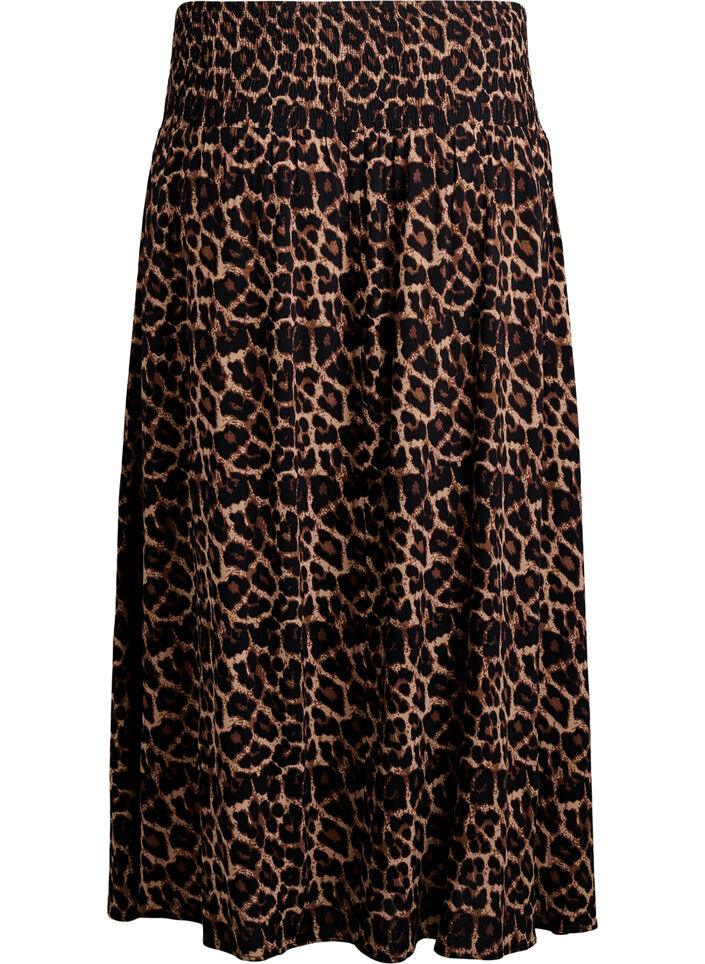 Maxikjol i viskos med smock, Brun, Packshot image number 1