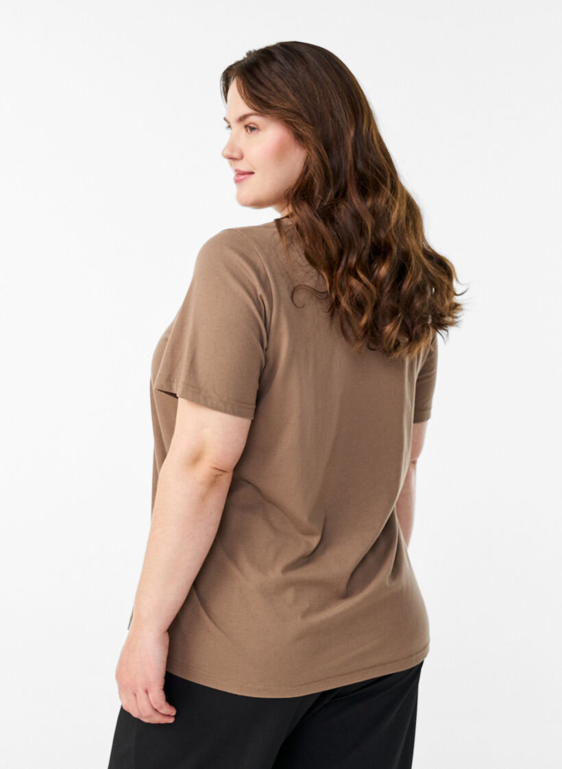 T-shirt med tryck, Brun, Model image number 2