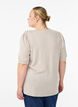 Blus med knappdetalj och korta puff&auml;rmar, Beige, Model image number 2