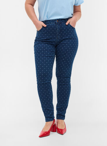 Amy jeans med super slim fit och tryck, Dark blue, Model image number 2