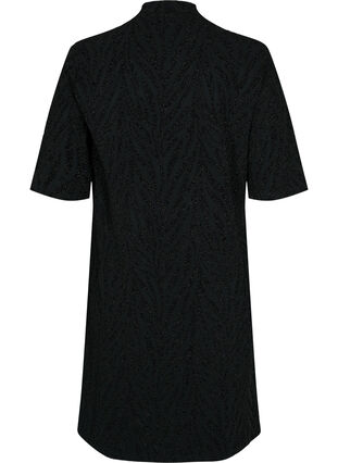 Mönstrad klänning med glitter och korta ärmar, Black/Black Lurex, Packshot image number 1