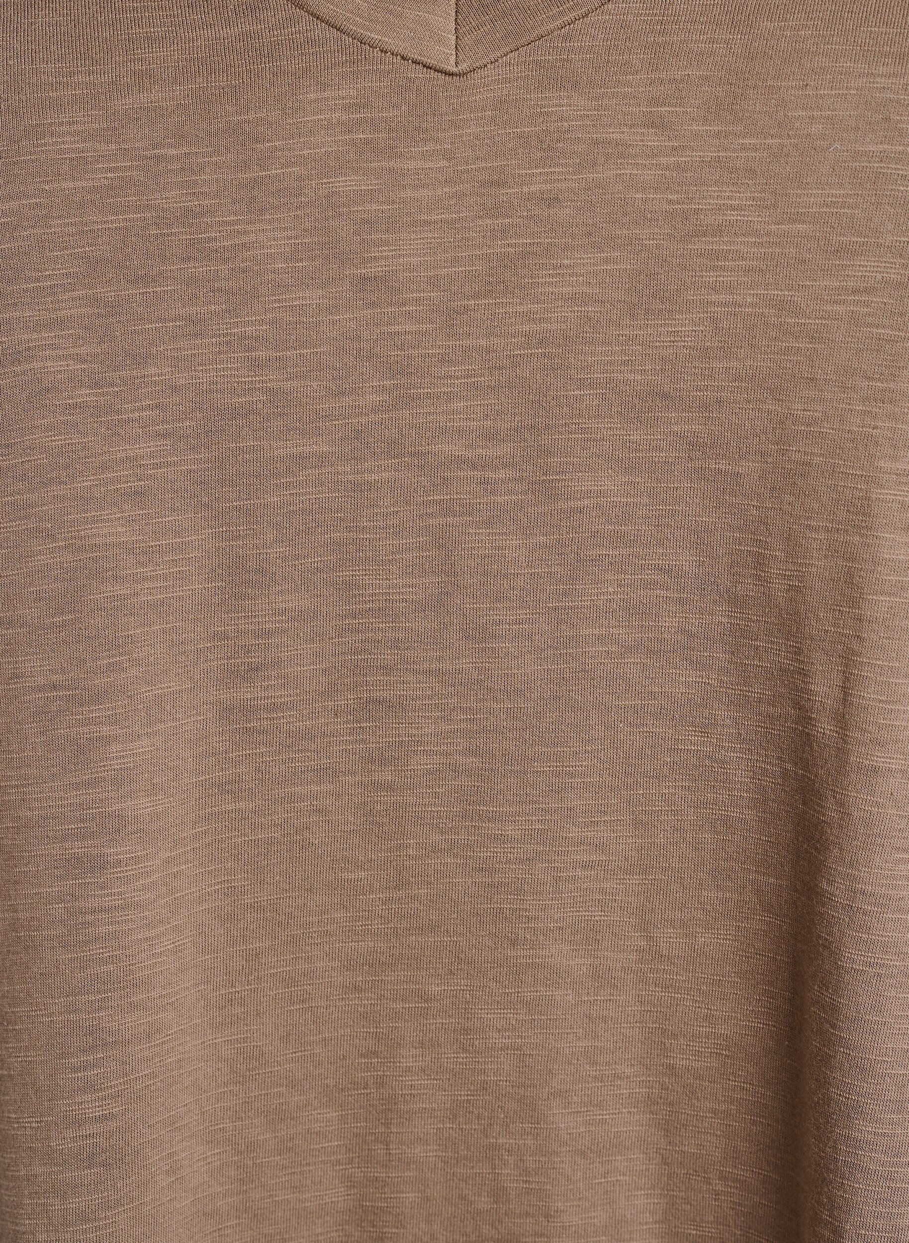 ZizziKort&auml;rmad enkel t-shirt med v-ringning, Brun, Packshot image number 2