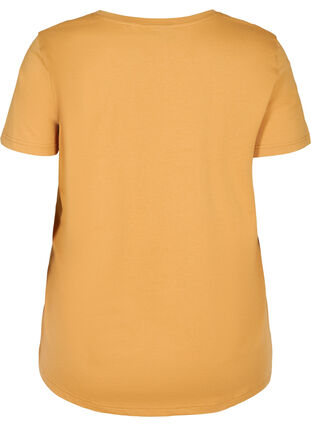 V-ringad t-shirt i bomull med tryck på bröstet, Apple Cinnamon, Packshot image number 1