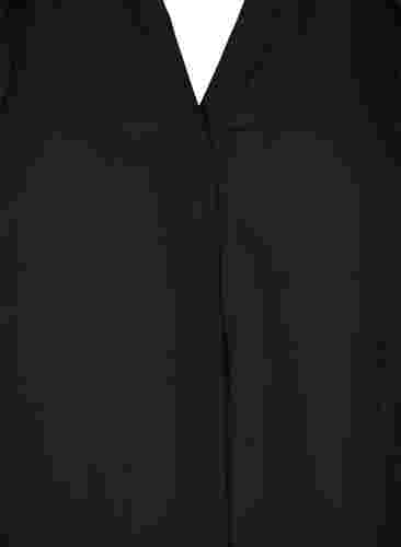 Långärmad skjorta med volangkrage, Black, Packshot image number 2