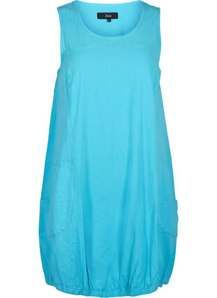 Ärmlös klänning i bomull, River Blue, Packshot image number 0