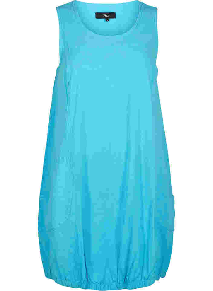 Ärmlös klänning i bomull, River Blue, Packshot image number 0