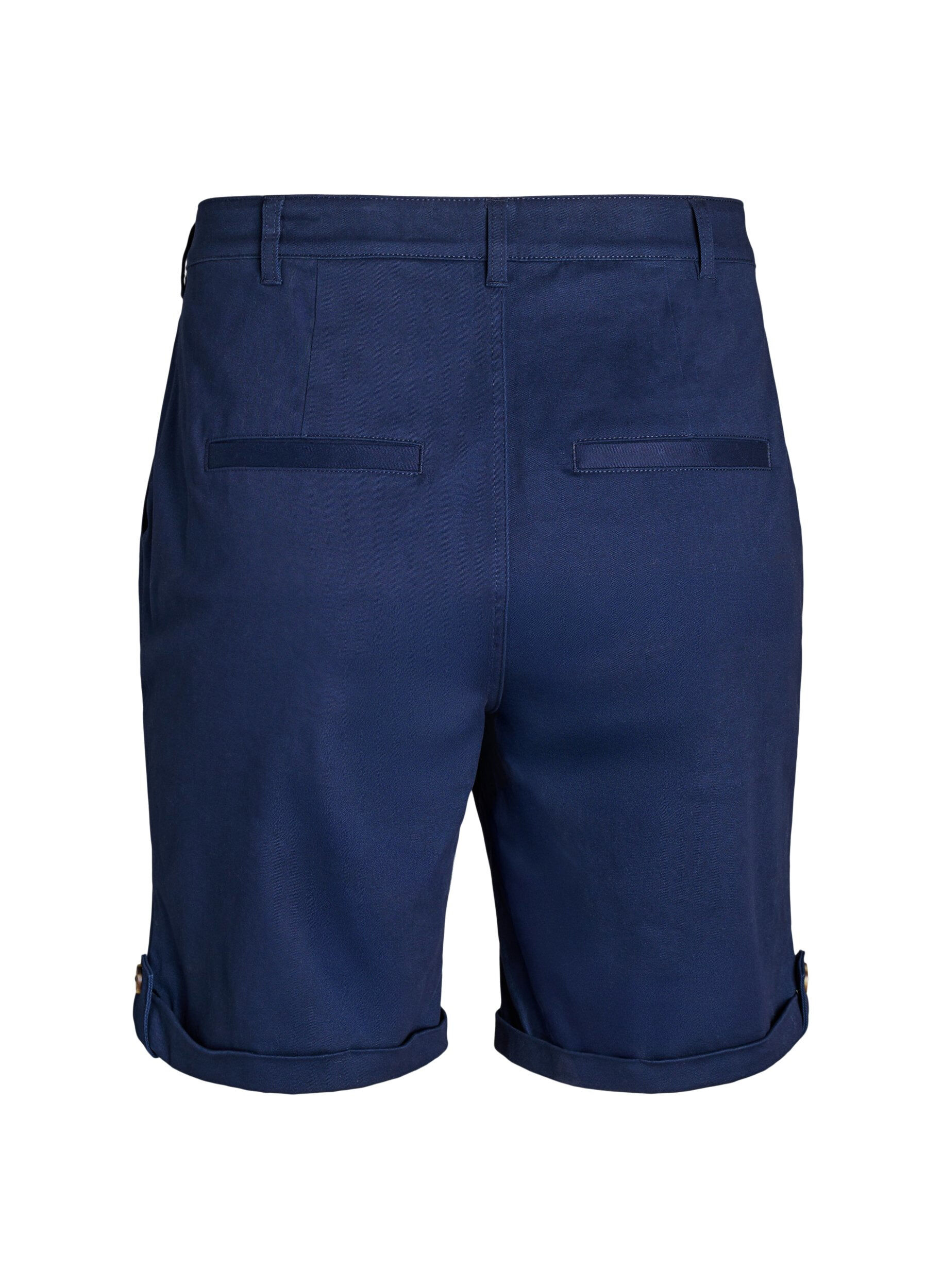 Zizzi Chino-shorts med fickor, Bl&aring;, Packshot image number 1