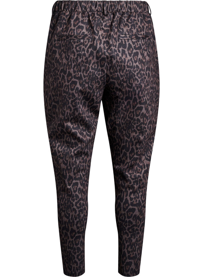 Croppade byxor med leopardmönster, Brun, Packshot image number 1
