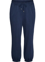 Sweatpants med h&ouml;g midja och dragsko, Bl&aring;