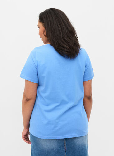 T-shirt i bomull med tryck, Ultramarine TEXT, Model image number 1