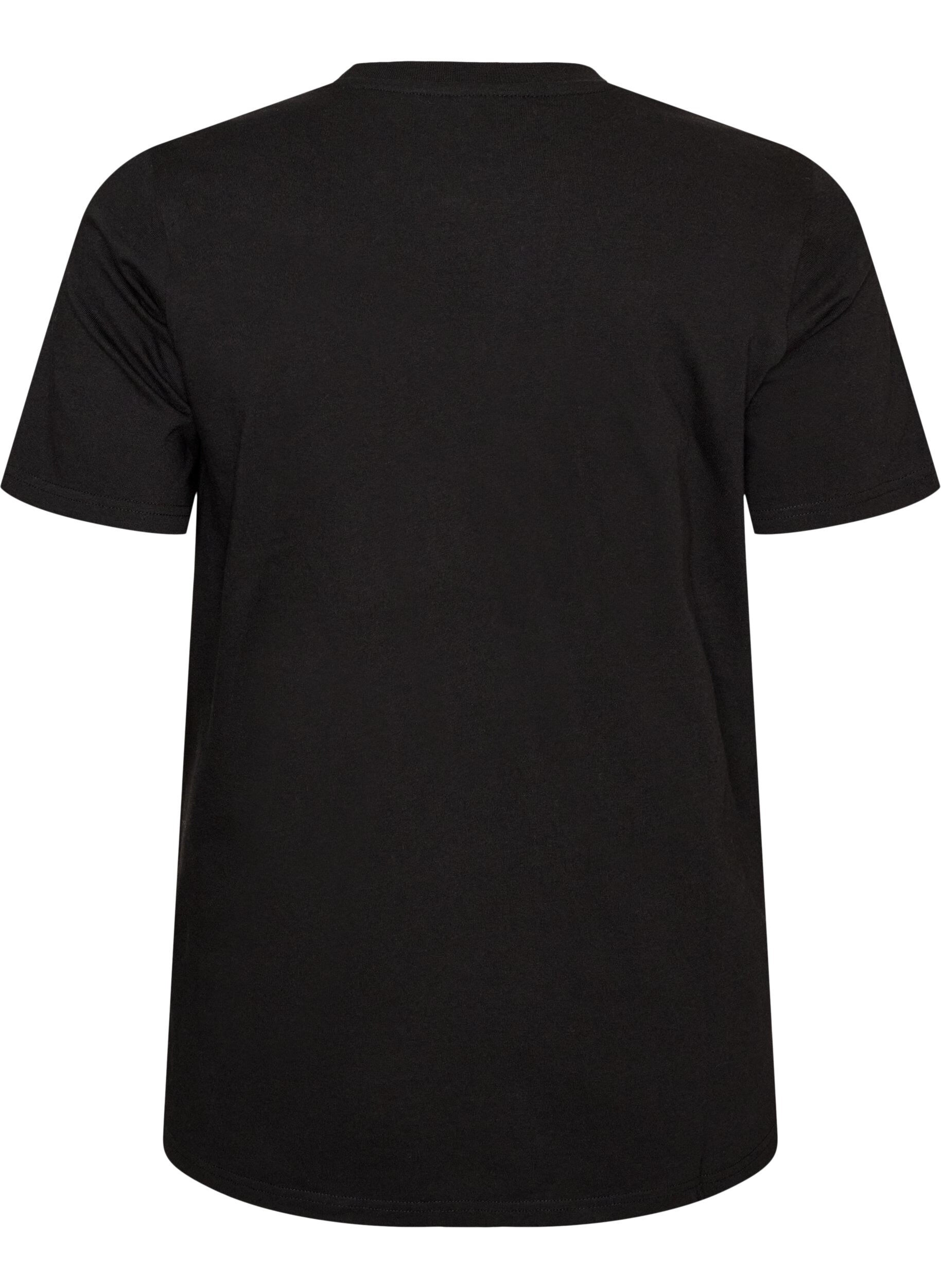 ZizziT-shirt i bomull med texttryck, Svart, Packshot image number 1