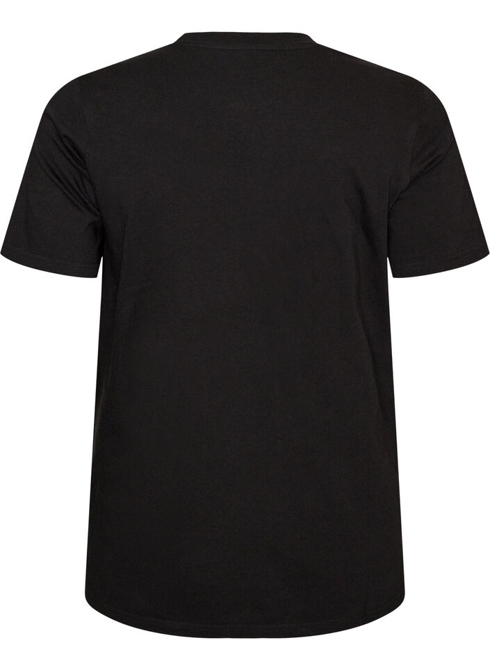 T-shirt i bomull med texttryck, Svart, Packshot image number 1