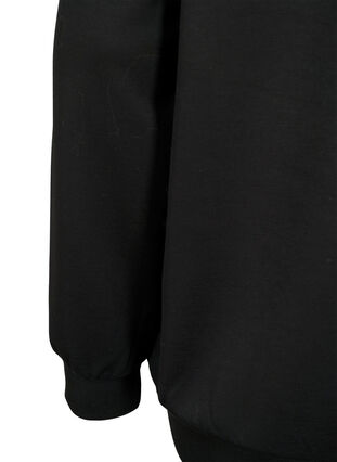 Sweatshirt med V-ringning och ficka, Black, Packshot image number 3