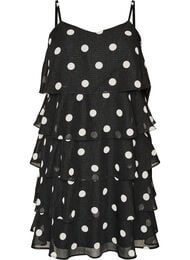 Kl&auml;nning i lager med volanger och spaghettiband, Svart