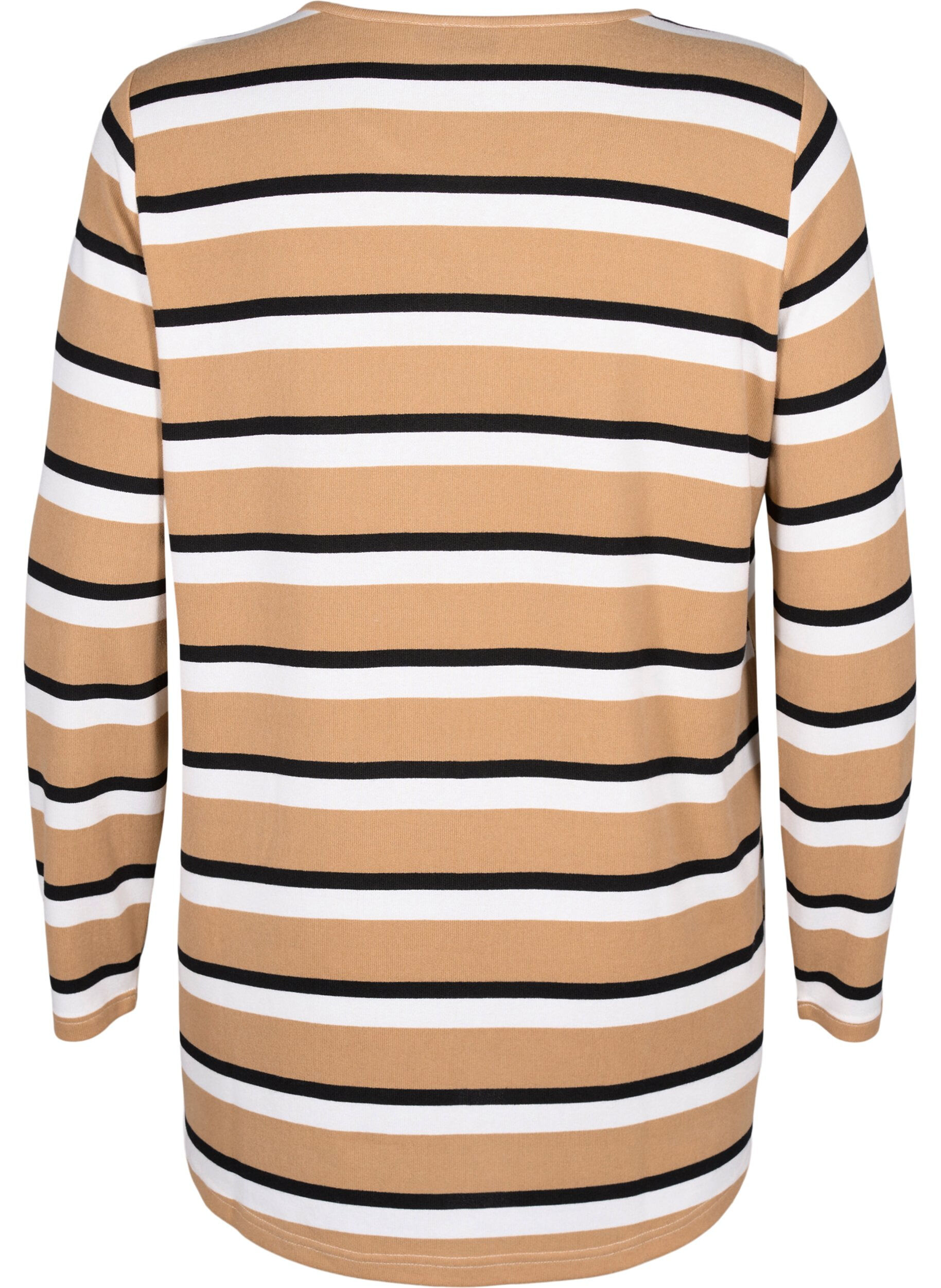 ZizziRandig blus med l&aring;nga &auml;rmar, Svart, Packshot image number 1