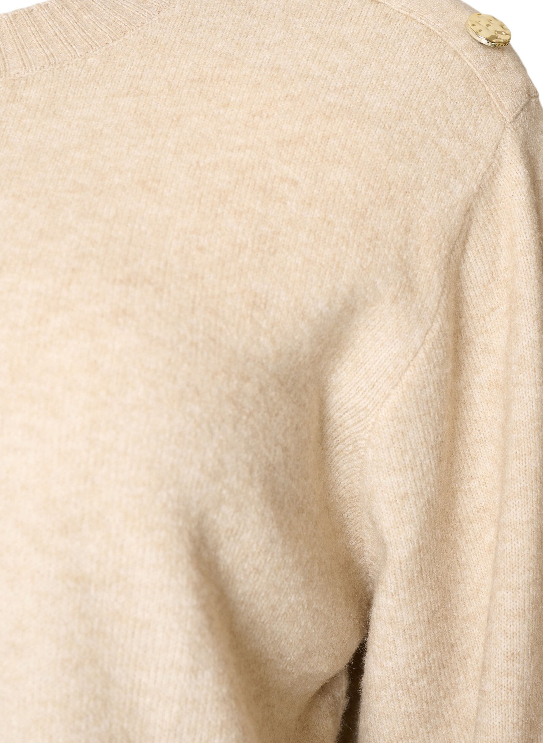 ZizziStickad blus med knappdetalj, Beige, Packshot image number 2