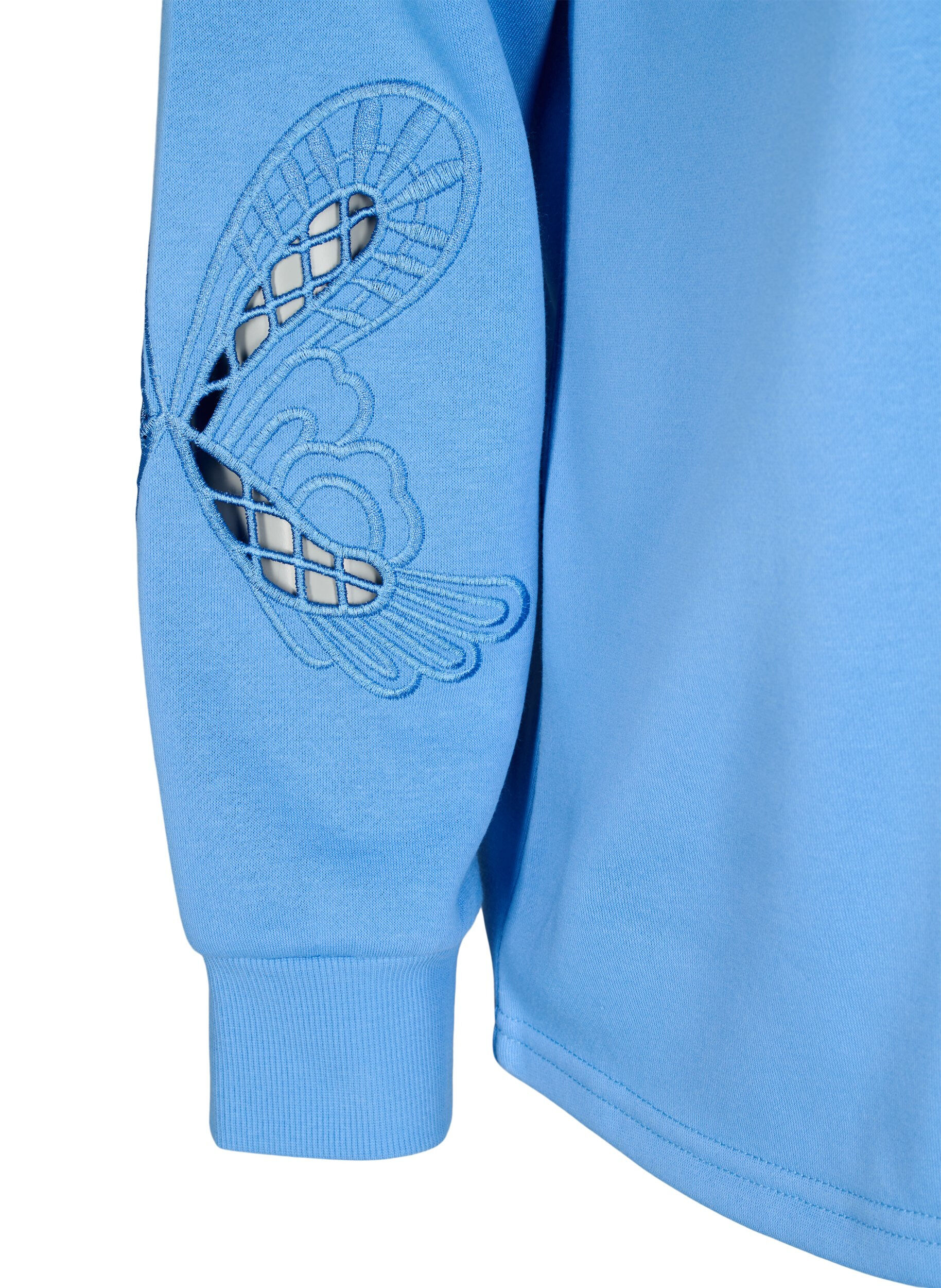 Zizzi Sweatshirt med broderade utsk&auml;rningar, Della Robbia Blue, Packshot image number 3