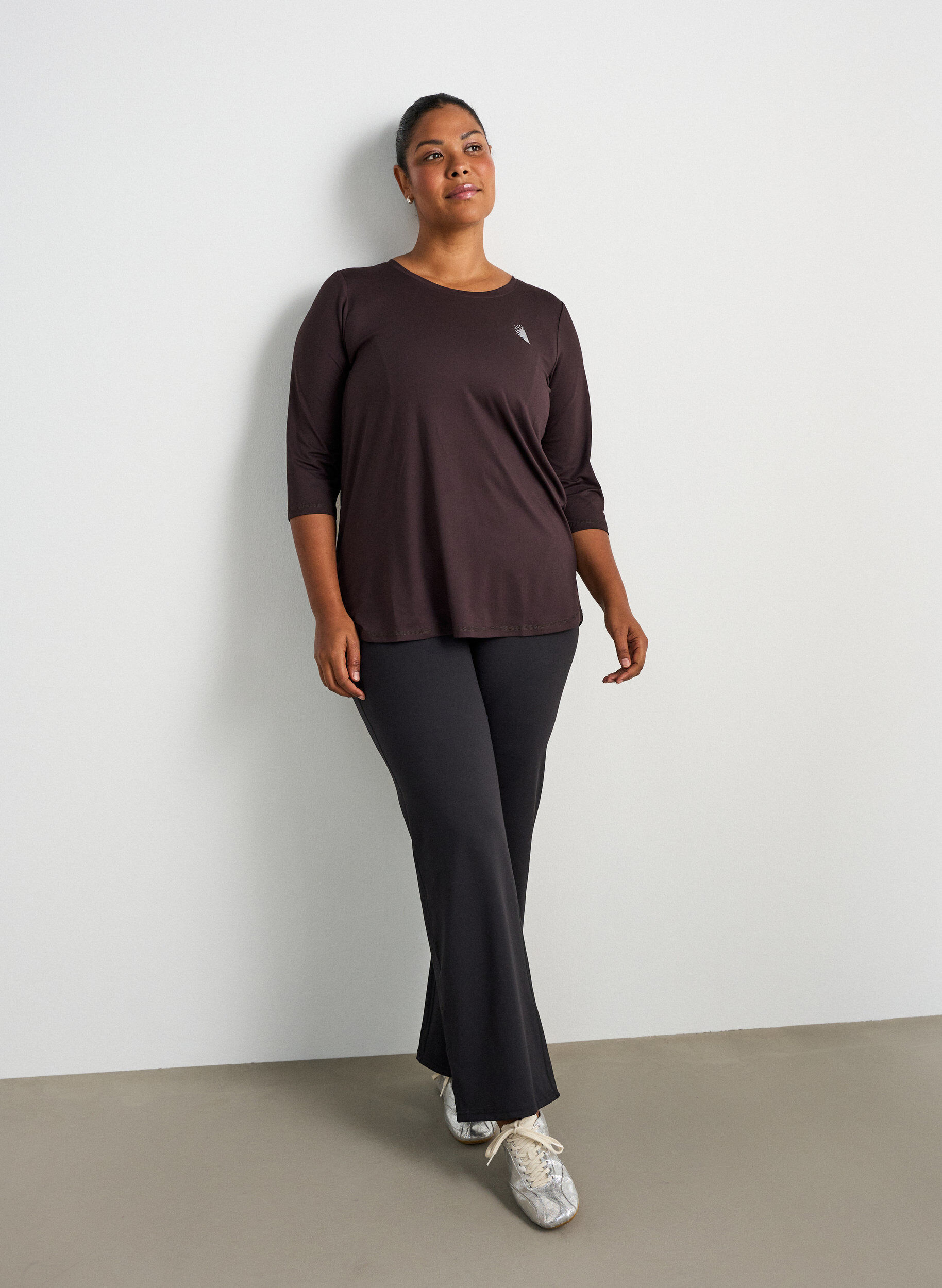 ZizziTr&auml;ningstr&ouml;ja med 3/4 &auml;rmar, Brown, Model image number 1
