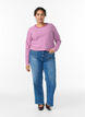 Randig blus med l&aring;nga &auml;rmar, Lila, Model image number 1