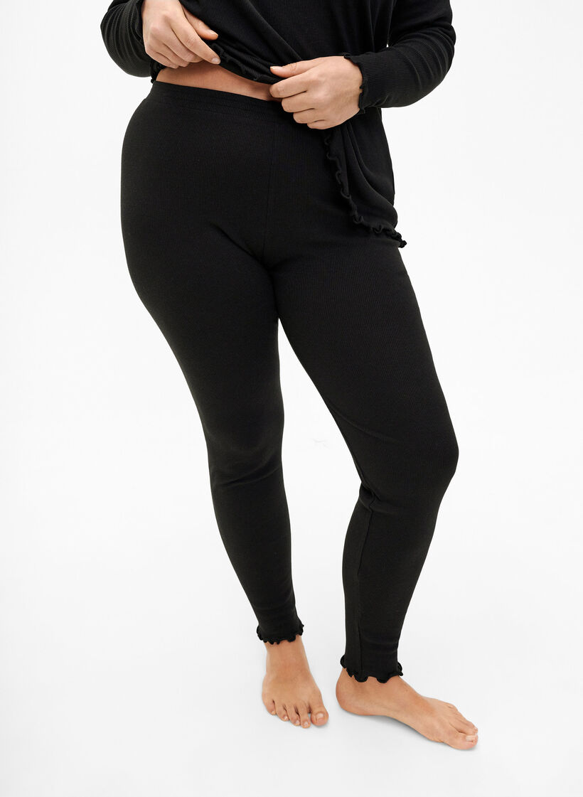 Ribbade byxor med tight passform, Black, Model image number 2