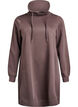 Kort sweatshirtkl&auml;nning med h&ouml;g krage och fickor, Brun, Packshot image number 0